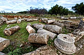 Hania - Ancient Aptera The peristyle of a Roman villa full of collapsed pillars.